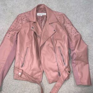 pink leather jacket